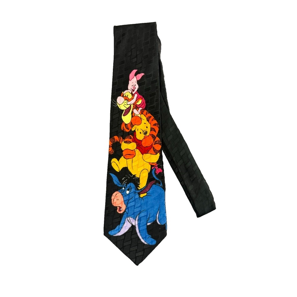 Disney Winnie The Pooh Mens Tie‎ Black Tigger Piglet Polyester